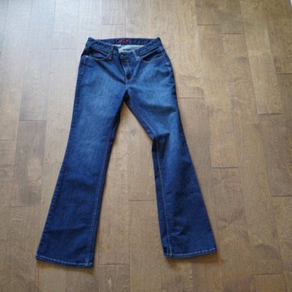 Kimes Ranch 12/32 Chloe Mid Rise Modest-Flare Bootcut Western Dark Wash Jeans